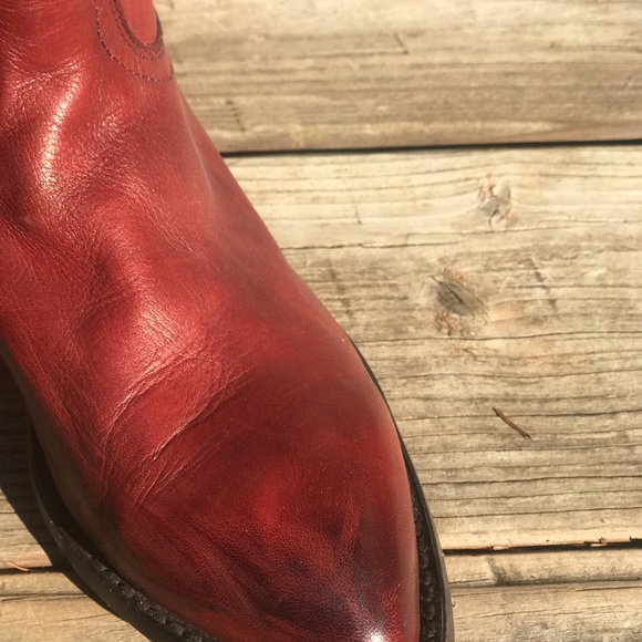 Frye Deep Red Billy Hammered Stud Leather Boots - Picture 5 of 7